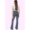 Kadın Esnek Örme Pantolon Yüksek Bel İspanyol Paça Flare Günlük Stil Yaz Aylarının Vazgeçilmezi