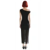 Kadın Fashion Forward A Line Midi Triko Elbise Kayık Yaka İnce Transparan Detaylı İlkbahar Sonbahar
