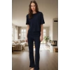 Kadın Fitilli Örme Pijama Takımı Rahat Kalıp Kısa Kollu Ve Şık Yüksek Kalite