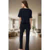 Kadın Fitilli Örme Pijama Takımı Rahat Kalıp Kısa Kollu Ve Şık Yüksek Kalite