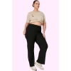 Kadın Geniş Paça Pantolon Yüksek Bel Örme Kumaş Casual Stil Tüm Sezonlar Dayanıklı Malzeme