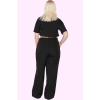 Kadın Geniş Paça Uzun Pantolon Yüksek Bel Wide Leg Düz Desen Finike Dokuma Günlük Kullanım