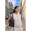 Kadın Geniş Suni Deri Omuz Askılı Çanta Günlük Elde Taşıma Minimalist Tarz Profesyonel Görünüm