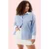 Kadın Günlük Casual Stil Çizgili Uzun Kol Gömlek Rahat Kesim Hafta Sonu Yaz Aylarının Vazgeçilmezi