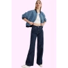 Kadın Günlük Kullanım için Pamuklu Wide Leg Jean Pantolon Hafta Sonu Yaz Aylarının Vazgeçilmezi