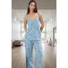Kadın Hayvan Desenli İnce Askılı Viskoz Pijama Takımı Rahat ve Şık Tasarım Özel