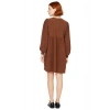 Kadın Kahverengi A Kesim Bürümcük Dokulu Balon Kol Bisiklet Yaka Uzun Kollu Mini Elbise Günlük