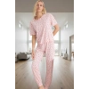 Kadın Kalp Desenli Örme Pijama Takımı Rahat Kalıp Yumuşak Dokuma Trend Tasarım Günlük Kullanım İçin