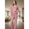 Kadın Kalpli Örme Pijama Takımı Rahat Şık Kısa Kollu Regular Kalıp Premium Kalite Seçkin Malzeme