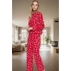 Kadın Kalpli Pamuklu Pijama Takımı Rahat Ev Giyim Seti Kışlık Şık Görünüm Özel Tasarım Modern Stil