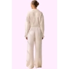 Kadın Keten Denim Kumaş Yüksek Bel Wide Leg Pantolon Uzun Boy Günlük Şıklık Modern Tasarım
