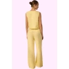 Kadın Keten Pantolon; Renk Yüksek Bel Wide Leg Dokuma Kumaş Günlük Stil Yaz Aylarının Vazgeçilmezi