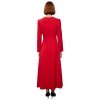 Kadın Kırmızı Dokuma Skater Elbise Uzun Kollu Bisiklet Yaka Maxi Boy Günlük Şık Giyim İçin İdeal
