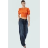 Kadın Kısa Kol Bisiklet Yaka Fitted Dokuma Bluz Uzun Ömürlü Kaliteli İşçilik Modern Stil