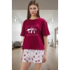 Kadın Kısa Kollu Bisiklet Yaka Pamuklu Pijama Takımı Şık Görünüm Mükemmel Uyum Modern Stil
