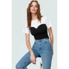 Kadın Kısa Kollu Büzgü Detaylı Fitted Pamuklu Bluz Günlük Stil Özenle Seçilmiş