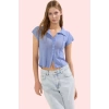 Kadın Kısa Kollu Fitted Gömlek Düz Desen Yaka Polyester Günlük Kullanım Yaz Aylarının Vazgeçilmezi