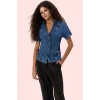 Kadın Kısa Kollu Pamuklu Denim Gömlek A Line Regular Kalıp Günlük Yaz Aylarının Vazgeçilmezi