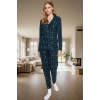 Kadın Kışlık Ekose Pijama Takımı Regular Kalıp Uzun Kollu  Polyester Mükemmel Uyum Seçkin Malzeme