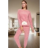 Kadın Kışlık Kalpli Polar Pijama Takımı Rahat Uyku Seti 3lü Profesyonel Görünüm Özel Tasarım