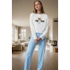 Kadın Kışlık Pijama Takımı %100 Pamuk Regular Kalıp Boru Paça Profesyonel Görünüm