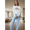 Kadın Kışlık Pijama Takımı %100 Pamuk Regular Kalıp Boru Paça Profesyonel Görünüm