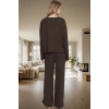 Kadın Kışlık Rahat Kalıp Uzun Paça Polyester Karışımlı Pijama Takımı Zarif Tasarım Yüksek Kalite