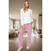 Kadın Kışlık Uzun Kollu Polar Pijama Takımı Çizgili Regular Kalıp Zarif Tasarım