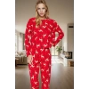Kadın Kışlık Yılbaşı Baskılı Pamuklu Pijama Takımı Rahat Kullanım Günlük İçin