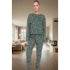 Kadın Kışlık Yılbaşı Baskılı Pamuklu Pijama Takımı Rahat Kullanım Günlük İçin