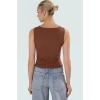 Kadın Kolsuz Örme Bluz Kayık Yaka Fitted Kalıp Rahat Günlük Stil Ve Şık Modern