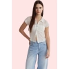 Kadın Köpük Kumaş Basic Fitted Gömlek Yaka Kısa Kollu Rahat Günlük Stil Yaz Aylarının Vazgeçilmezi