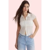 Kadın Köpük Kumaş Basic Fitted Gömlek Yaka Kısa Kollu Rahat Günlük Stil Yaz Aylarının Vazgeçilmezi