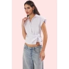 Kadın Kruvaze Gömlek Kısa Kollu Terrycotton Düz Desen Rahat Yaz Gömleği Stilin Buluştuğu Yer
