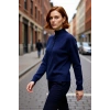 Kadın Lacivert Regular Kesim Dik Yaka Uzun Düşük Kol Triko Kazak Günlük Giyime Elegans Katın