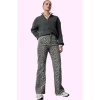 Kadın Leopar Desenli Denim Pantolon Yüksek Bel Wide Leg Rahat Günlük Kullanım Modern Tasarım
