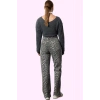 Kadın Leopar Desenli Denim Pantolon Yüksek Bel Wide Leg Rahat Günlük Kullanım Modern Tasarım