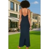 Kadın Maxi Basic Triko Elbise Akrilik V Yaka Günlük Şık Trend Tasarım Mükemmel Uyum Konforlu Kesim