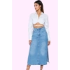 Kadın Maxi Denim Etek Yüksek Bel Kalem Kalıp Pamuklu Günlük Şıklık Yaz Aylarının Vazgeçilmezi
