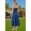 Kadın Midi Boy Askılı Pileli Bel Kemerli Polyester Günlük Elbise Profesyonel Görünüm Özenle Seçilmiş