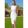 Kadın Midi Boy Bodycon Elbise Polyester Elastan Kumaş Premium Kalite Profesyonel Görünüm