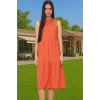 Kadın Midi Boy Shift Elbise Polyester Dokuma Kumaş Günlük Tarz Konforlu Kesim Mükemmel Uyum