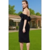 Kadın Midi Boy Siyah Taş Detaylı Dokuma Abiye Elbise Uzun Ömürlü Şık Görünüm Modern Stil Modern Stil