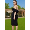 Kadın Midi Boy Siyah Taş Detaylı Dokuma Abiye Elbise Uzun Ömürlü Şık Görünüm Modern Stil Modern Stil