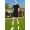 Kadın Mini Elbise Örme Kumaş Bisiklet Yaka Bodycon Kalıp Rahat Konforlu Kesim Modern Stil