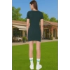 Kadın Mini Elbise Örme Kumaş Bisiklet Yaka Bodycon Kalıp Rahat Konforlu Kesim Modern Stil