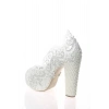 Kadın Moda Beyaz Sedef Inci Taş Işlemeli Gelin Ayakkabı Topuklu Düğün Nişan Gece Abiye Ayakkabı