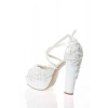Kadın Moda Beyaz Sedef Inci Taş Işlemeli Gelin Ayakkabı Topuklu Düğün Nişan Gece Abiye Ayakkabı