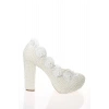 Kadın Moda Beyaz Sedef Inci Taş Işlemeli Gelin Ayakkabı Topuklu Düğün Nişan Gece Abiye Ayakkabısı