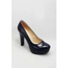 Kadın Moda Şık Lacivert Klasik Topuklu Ayakkabı Topuklu Düğün Nişan Gece Abiye Ayakkabı